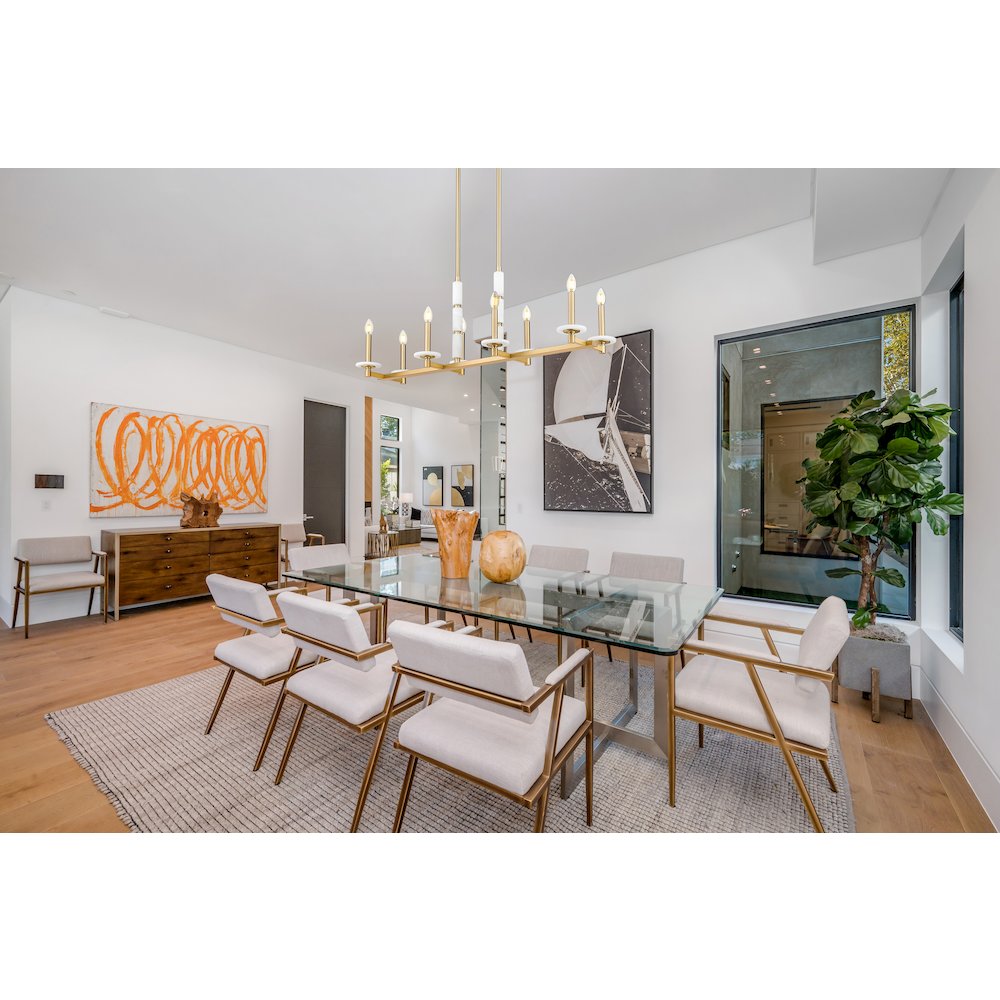 Z-Lite Kaden 8 Light Linear Chandelier in Modern Gold color, Steel frame