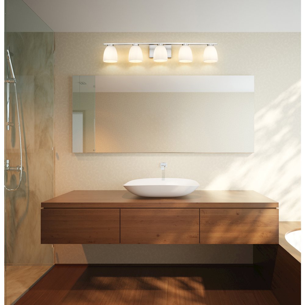 Z-Lite Naya 5 Light Vanity in Brushed Nickel color, Steel frame