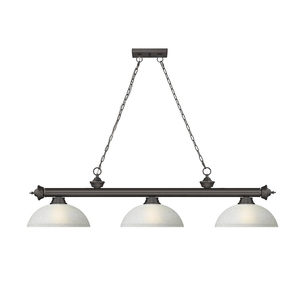 Z-Lite Cordon 3 Light Billiard, Steel Frame, White Linen Shade Color