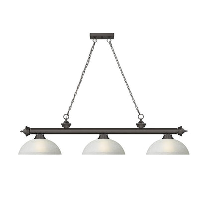 Z-Lite Cordon 3 Light Billiard, Steel Frame, White Linen Shade Color