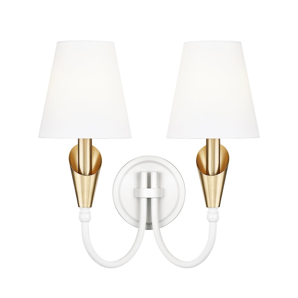 Z-Lite Claudelle 2 Light Wall Sconce in Textured White + Modern Gold color