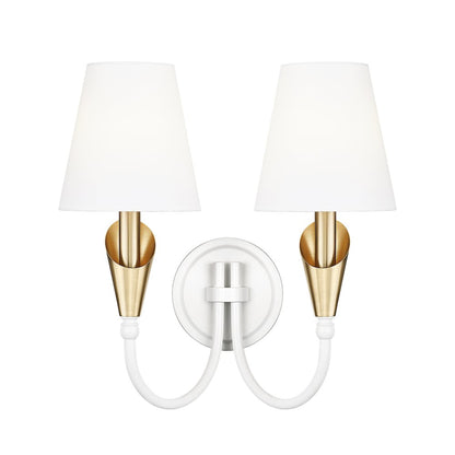 Z-Lite Claudelle 2 Light Wall Sconce in Textured White + Modern Gold color