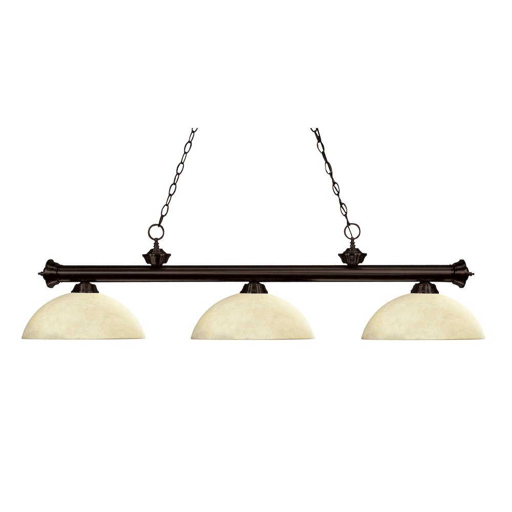 Z-Lite Riviera 3 Light Billiard, Steel Frame, Golden Mottle Shade Color