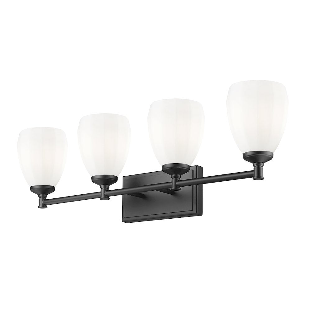 Z-Lite Oren 4 Light Vanity in Matte Black color, Steel frame