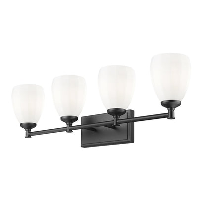 Z-Lite Oren 4 Light Vanity in Matte Black color, Steel frame