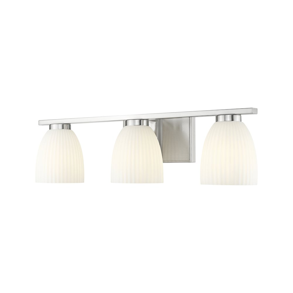 Z-Lite Naya 3 Light Vanity in Brushed Nickel color, Steel frame