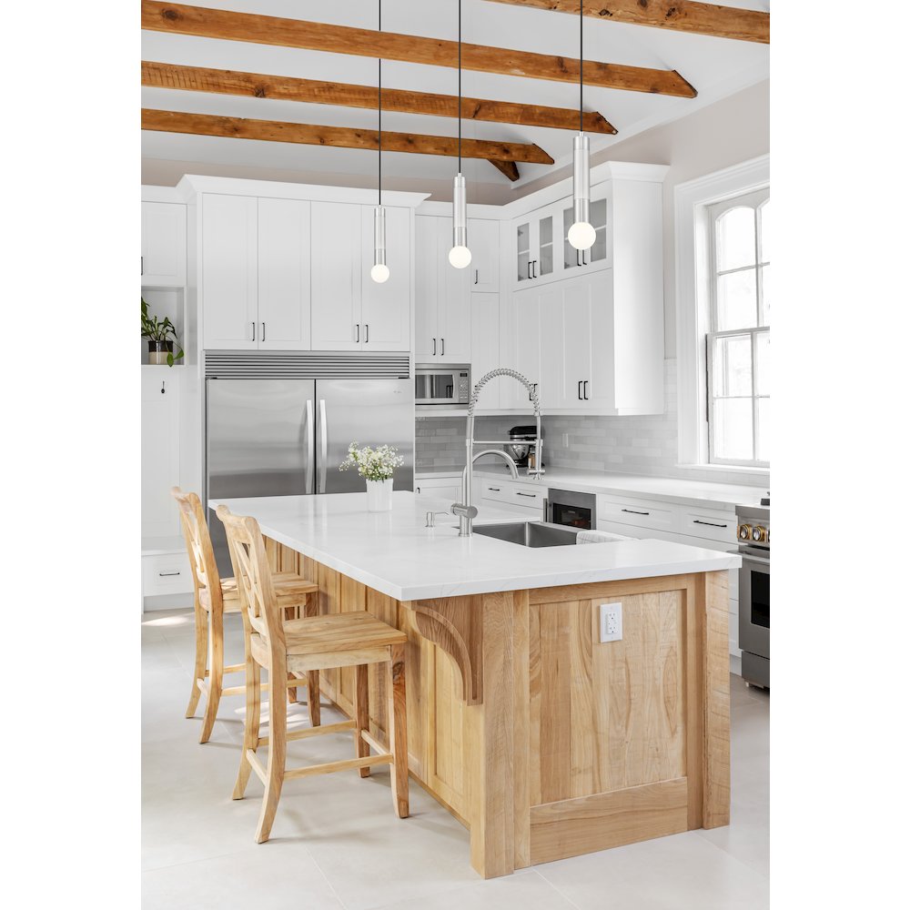 Z-Lite Stari 1 Light Pendant in Brushed Nickel color, Steel frame