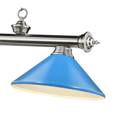 Z-Lite Cordon 3 Light Billiard, Steel Frame, Electric Blue Shade Color