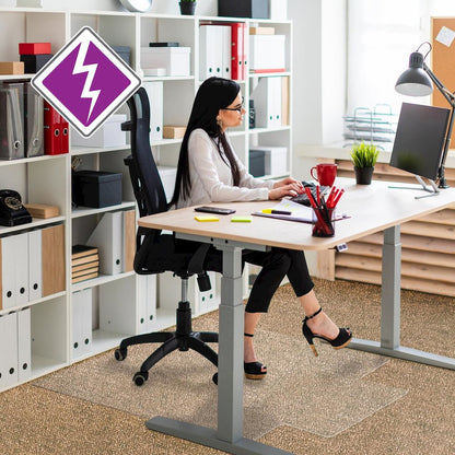 Computex® Anti-Static Vinyl Lipped Chair Mat for Carpets up to 3/8" - 36" x 48"