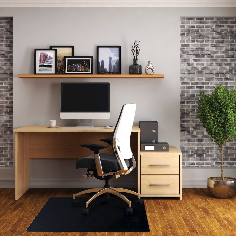 Black Vinyl Rectangular Chair Mat for Hard Floor - 29.5" x 47"