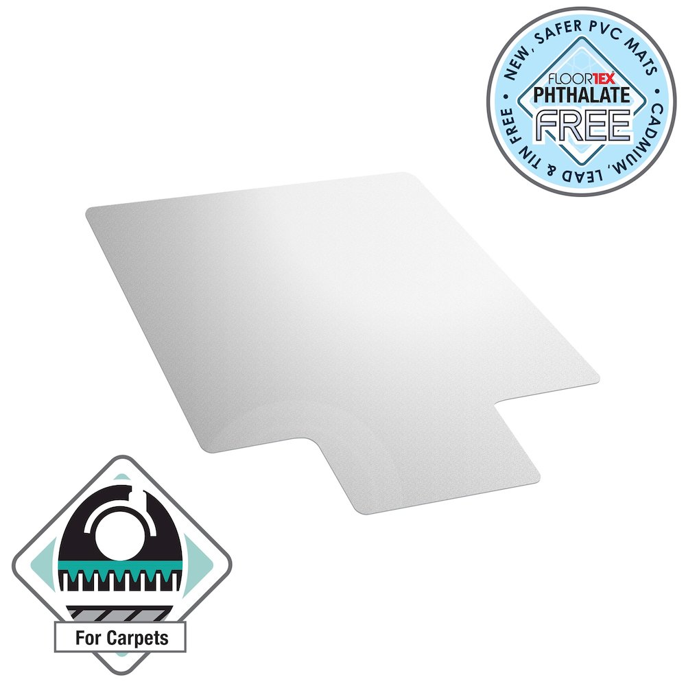 Computex® Anti-Static Vinyl Lipped Chair Mat for Carpets up to 3/8" - 36" x 48"