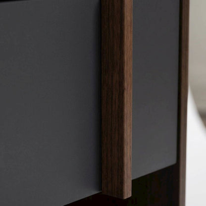 Gray and Walnut Finish Nightstand with One Drawer, Contemporary Style