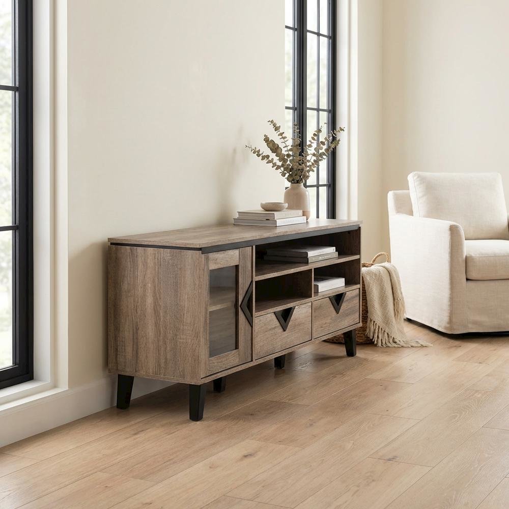 Light Brown Wood TV Stand with Contemporary Design and Storage Space