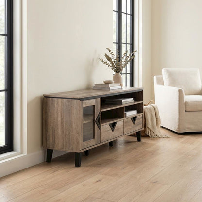 Light Brown Wood TV Stand with Contemporary Design and Storage Space