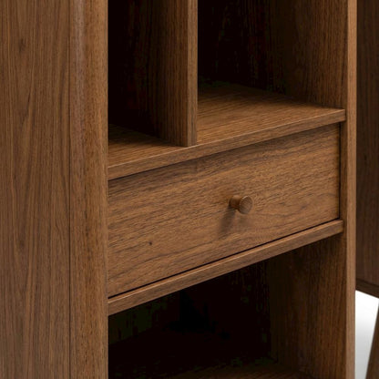 Brown 1-Drawer Sideboard Storage Cabinet with Mid-Century Design