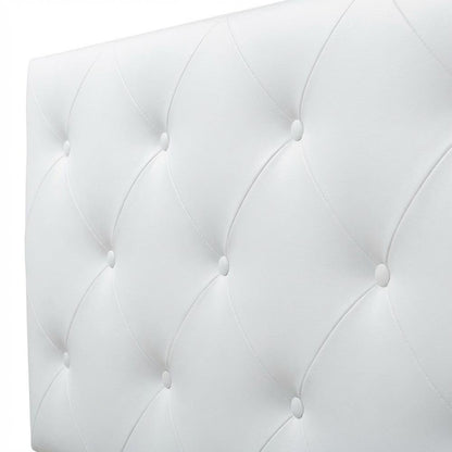 White Faux Leather King Headboard, PU Foam Padding, Wooden Frame