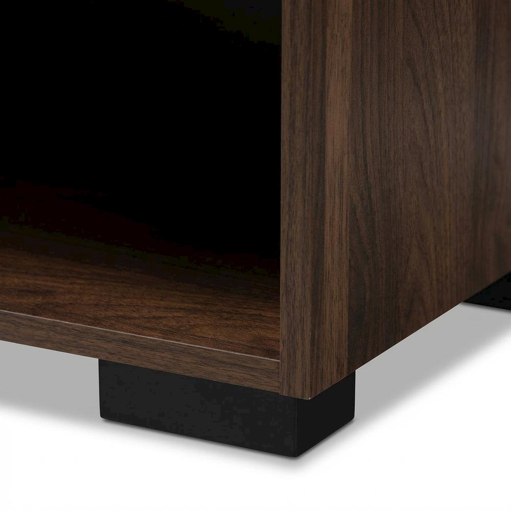Gray and Walnut Finish Nightstand with One Drawer, Contemporary Style