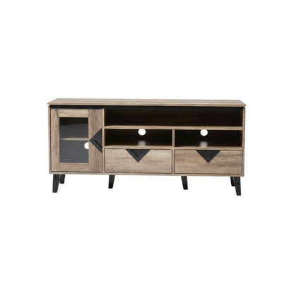 Light Brown Wood TV Stand with Contemporary Design and Storage Space