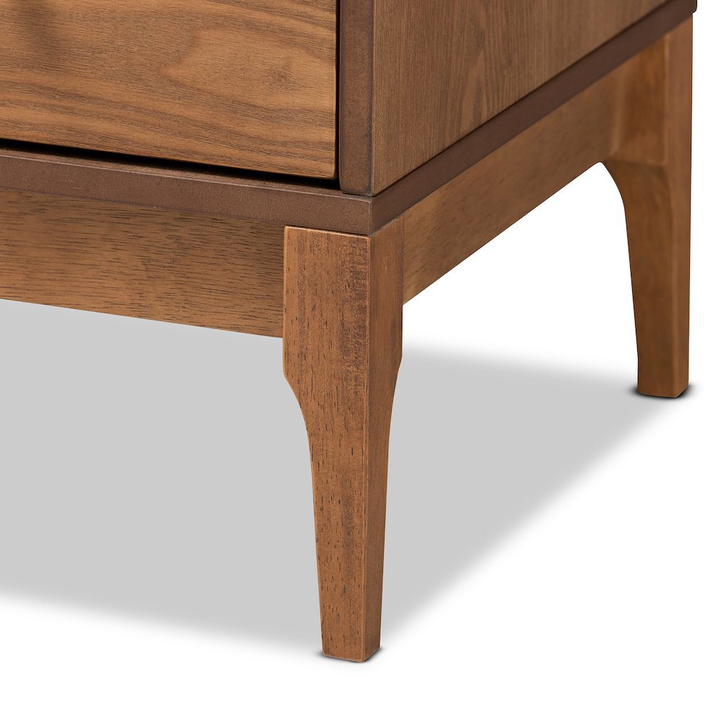 Ramiel Mid-Century Modern Ash Walnut Finished Wood and Rattan 1-Drawer Sideboard