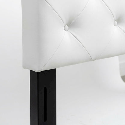 White Faux Leather King Headboard, PU Foam Padding, Wooden Frame