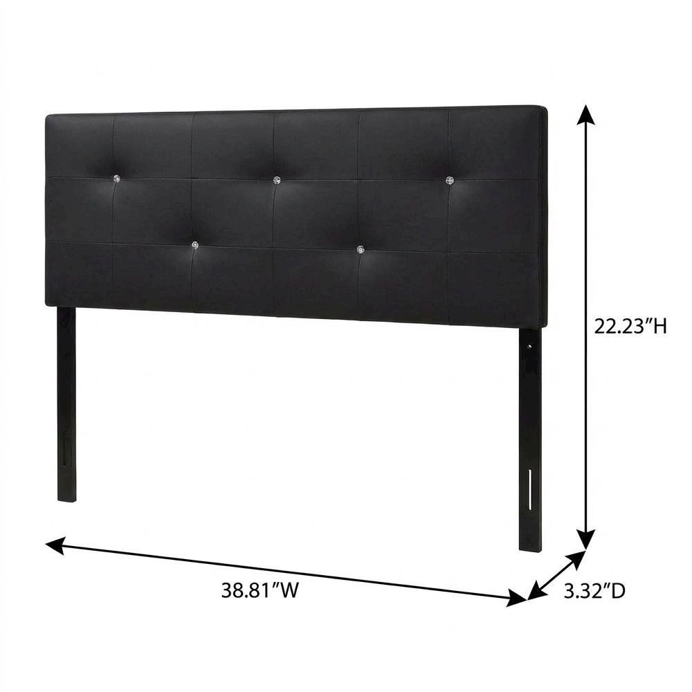 Black Faux Leather Twin Headboard with Padded Upholstery and MDF Frame