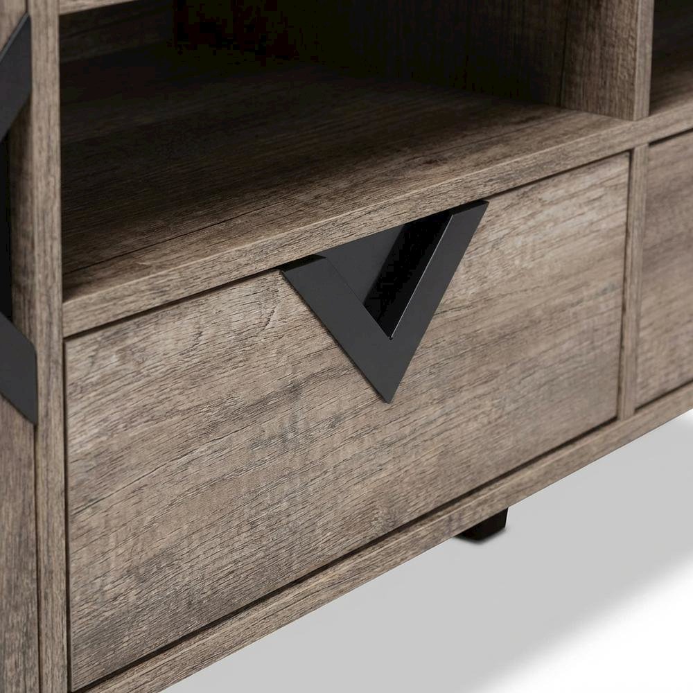 Light Brown Wood TV Stand with Contemporary Design and Storage Space