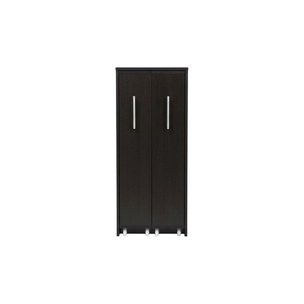 Contemporary Dark Brown Wooden Bookcase with Shelving and Pull-out Doors