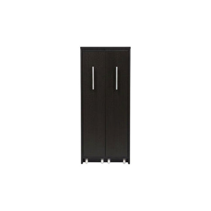 Contemporary Dark Brown Wooden Bookcase with Shelving and Pull-out Doors
