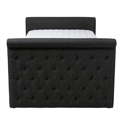 Dark Grey Fabric Upholstered Queen Daybed, Contemporary Style and Plush Comfort