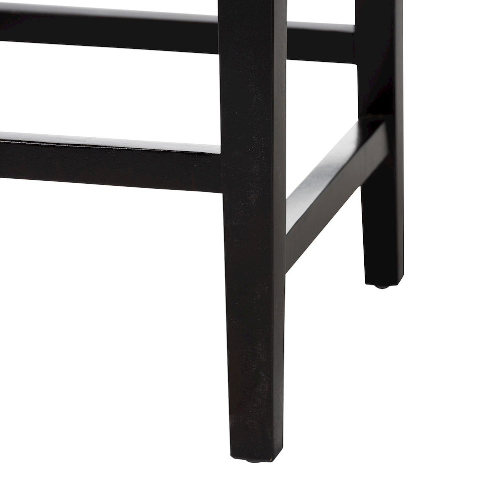 Bohemian Dark Brown Mahogany Wood and Seagrass Counter Stool