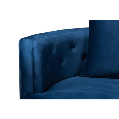 Baxton Studio Deserae Glam and Luxe Navy Blue Velvet and Brushed Gold Metal Sofa