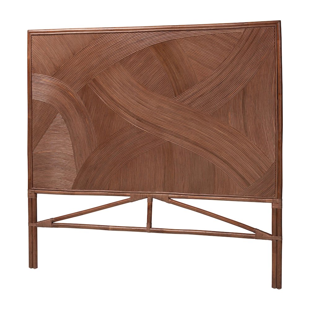 Elettra Bohemian Dark Brown Rattan Queen Size Standalone Headboard