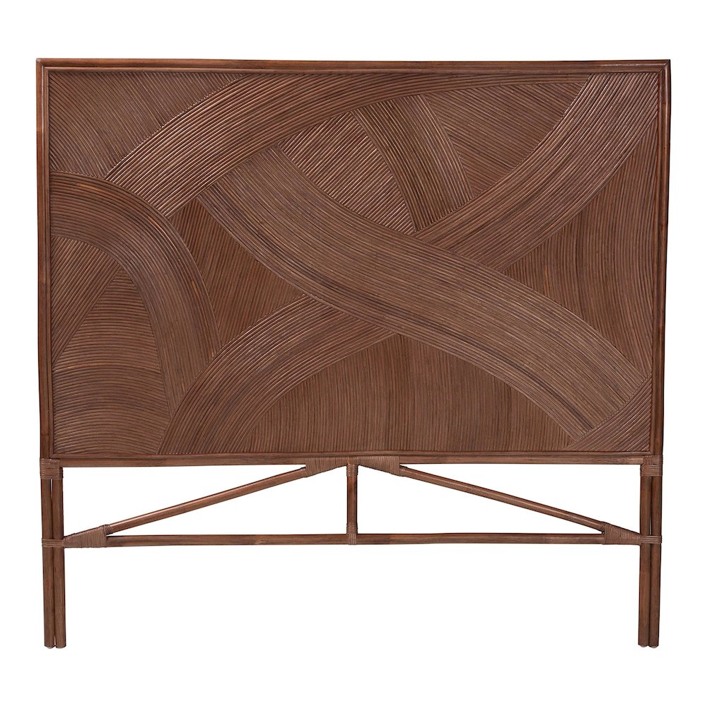 Elettra Bohemian Dark Brown Rattan Queen Size Standalone Headboard