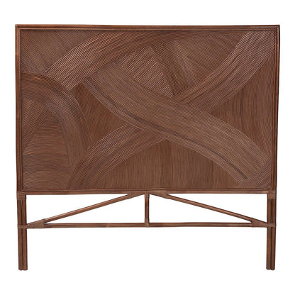 Elettra Bohemian Dark Brown Rattan Queen Size Standalone Headboard