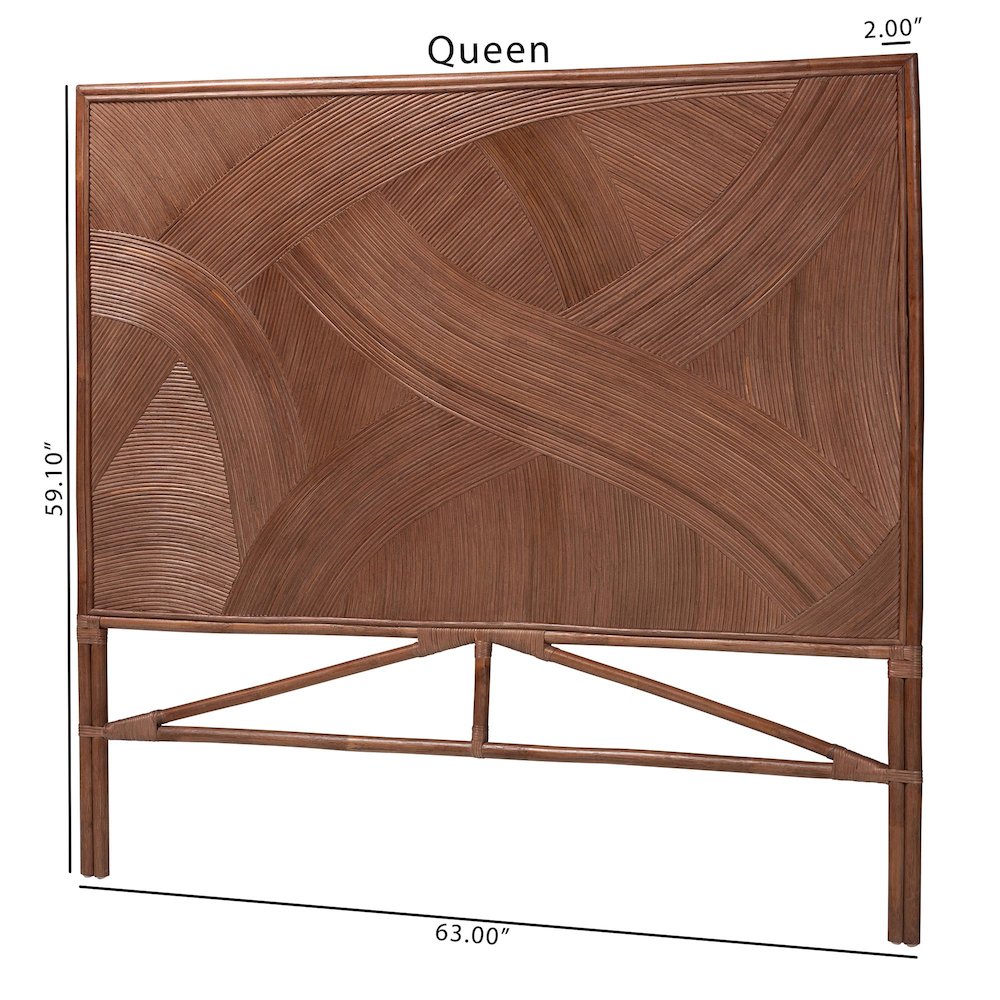 Elettra Bohemian Dark Brown Rattan Queen Size Standalone Headboard