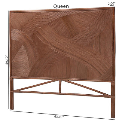 Elettra Bohemian Dark Brown Rattan Queen Size Standalone Headboard