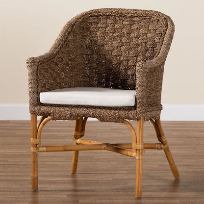 Luis Bohemian Natural Seagrass and Rattan Arm Chair