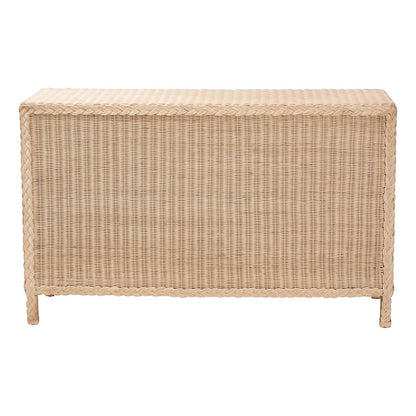 Lanica Japandi Sun-Bleached Braided Rattan 6-Drawer Dresser