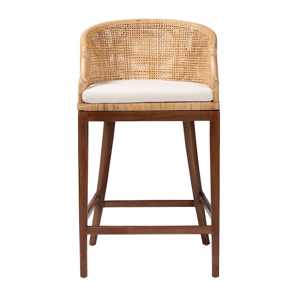 Lumajang Bohemian Light Honey Rattan and Wood Bar Stool