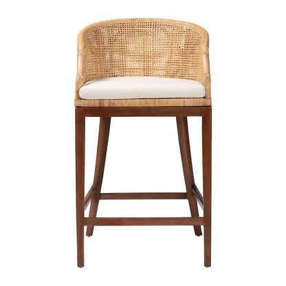 Lumajang Bohemian Light Honey Rattan and Wood Bar Stool