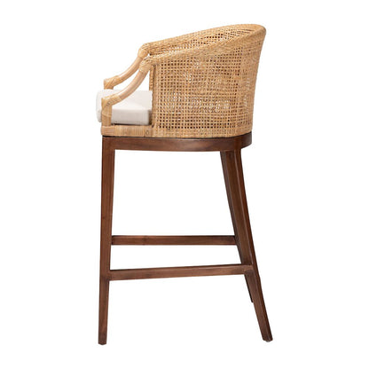 Lumajang Bohemian Light Honey Rattan and Wood Bar Stool