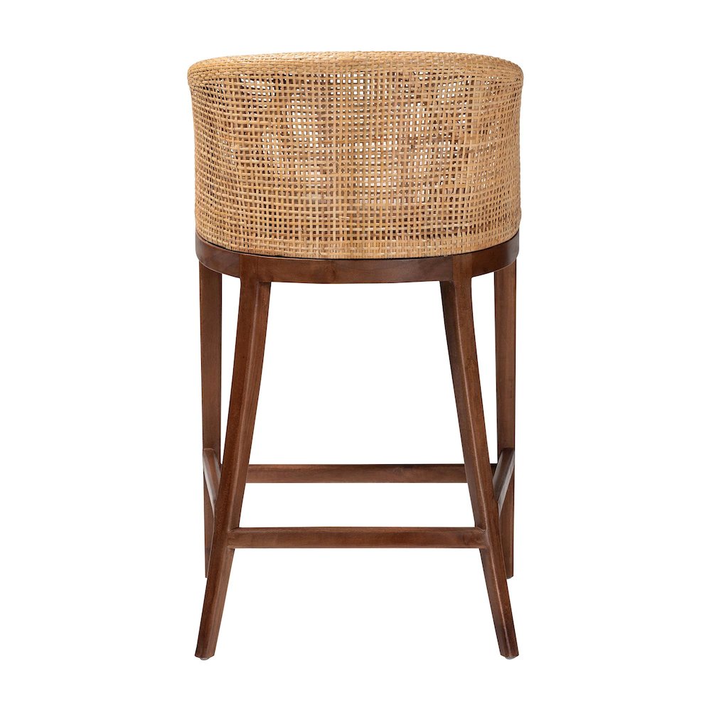 Lumajang Bohemian Light Honey Rattan and Wood Bar Stool