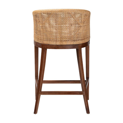 Lumajang Bohemian Light Honey Rattan and Wood Bar Stool