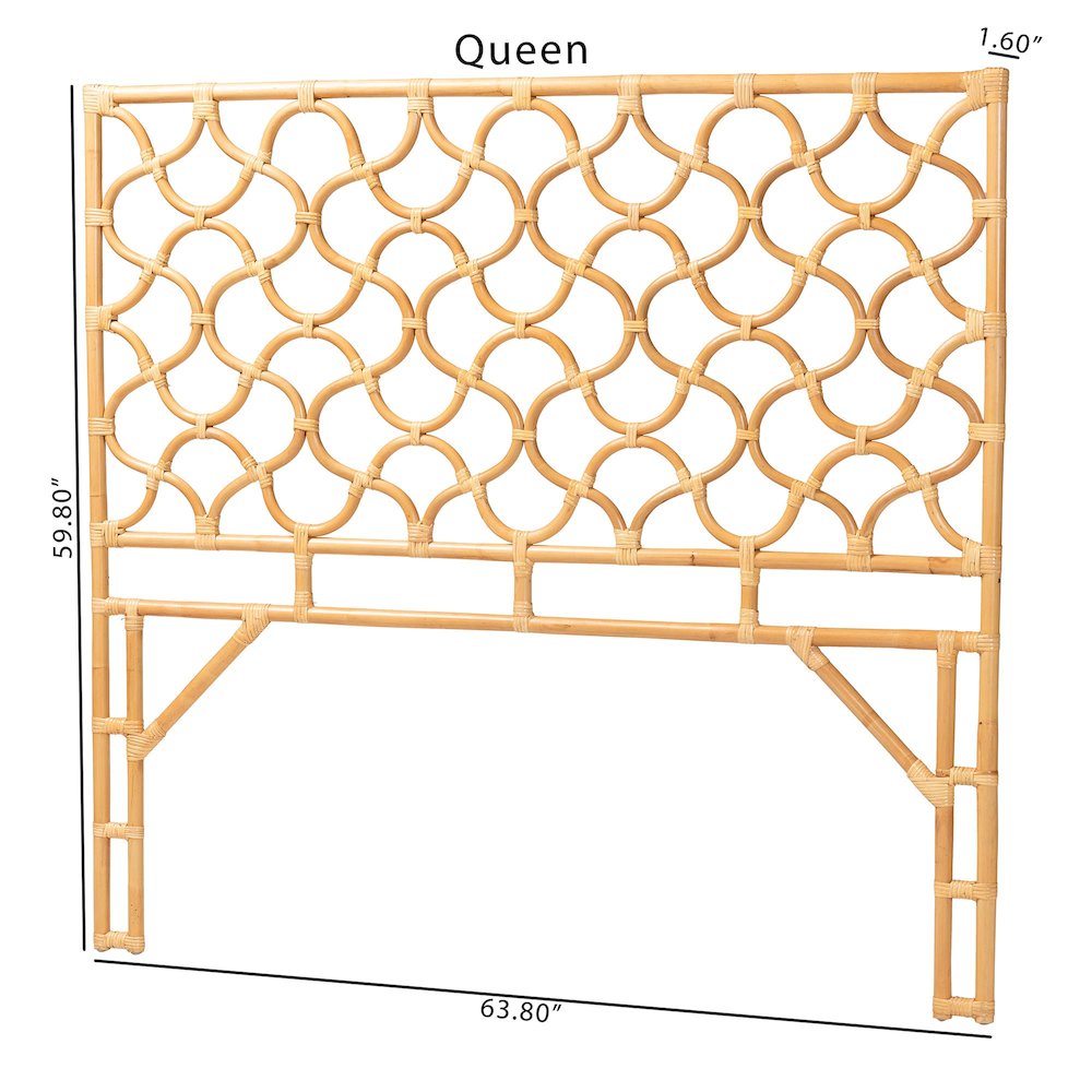 Kalcya Bohemian Natural Rattan Queen Size Standalone Headboard