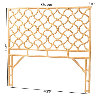 Kalcya Bohemian Natural Rattan Queen Size Standalone Headboard