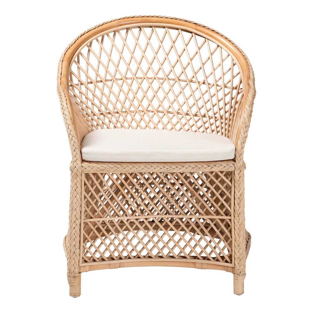 Casilda Bohemian Natural Braided Rattan Arm Chair