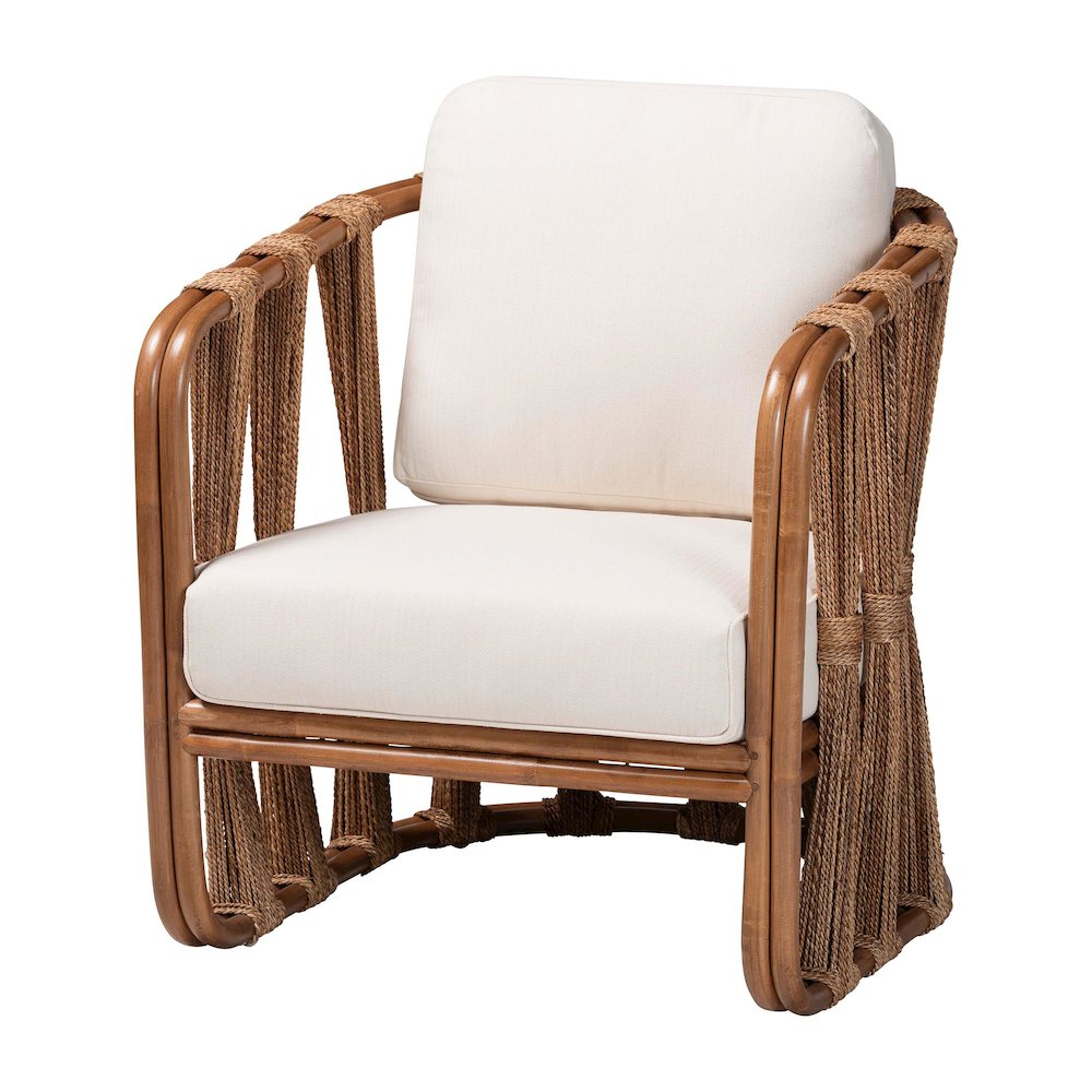 Westham Bohemian Natural Rattan and Seagrass Arm Chair