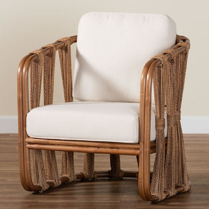 Westham Bohemian Natural Rattan and Seagrass Arm Chair