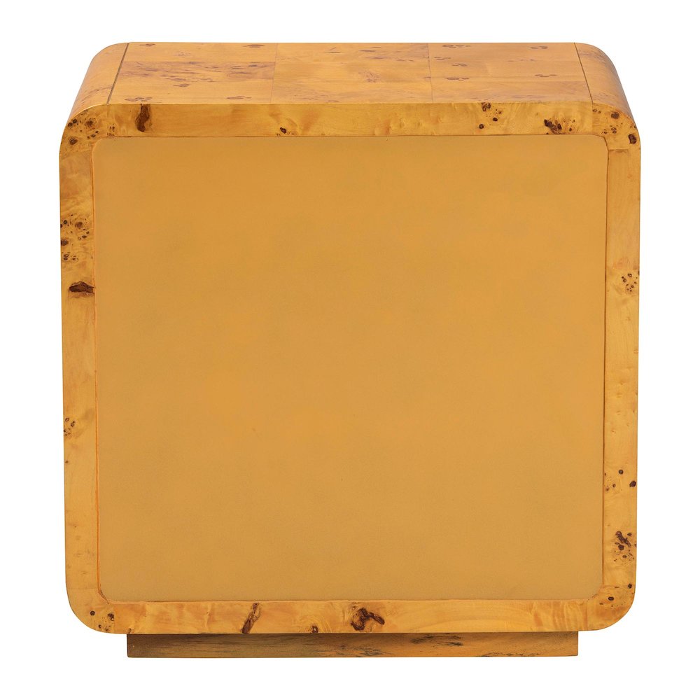 Netra Modern and  Natural Real Burl Wood 3-Drawer Nightstand