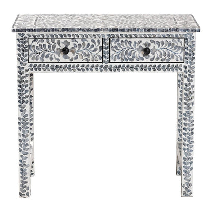 Diata Coastal Black and White Mother of Pearl Capiz Shell 2-Drawer Console Table